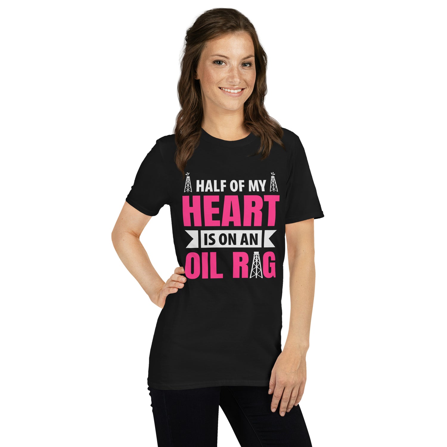 Half my heart is on an oil rig - women's T-Shirt